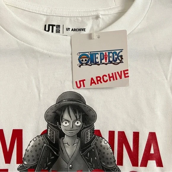 UNIQLO One Piece Luffy King Of Pirates White Graphic Tee-Size Medium-NWT - Picture 3 of 9